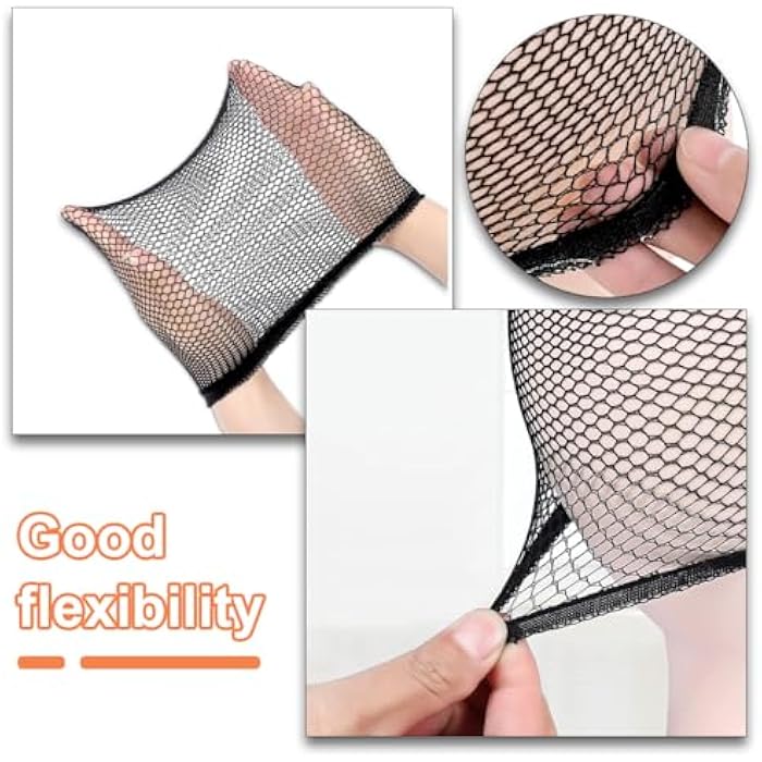 MKEAWWU 3 Pieces Hair Nets, Black Hair Nets, Hair Buns, Hair Nets Hat, Sleeping Hairnet Wrap Bonnet for Invisible Hair Elastic Edge Mesh for Ballet, Dance - Image 3